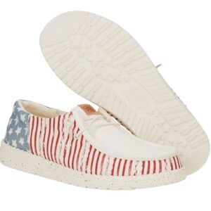 Hey Dude MENS  Patriotic Stars Flats - Red,  White and Blue